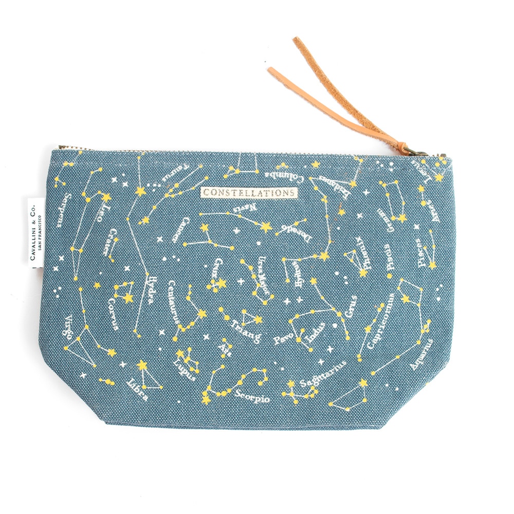 Cavallini, Cotton, Zipper Pouch, Celestial